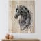 Designart - Portrait of Friesian Horse With Long Manes - Farmhouse Print on Natural Pine Wood